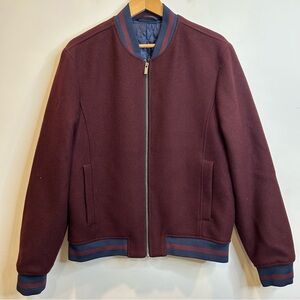 RW & Co Men’s Wool-Blend Bomber Jacket Burgundy